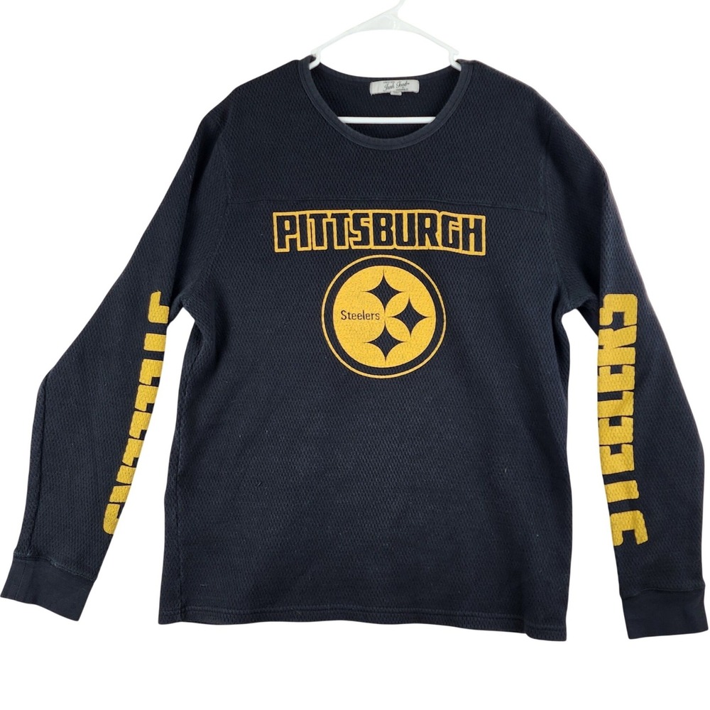 Pittsburgh Steelers Black Waffle Knit Thermal Long Sleeve NFL Shirt Mens XXL